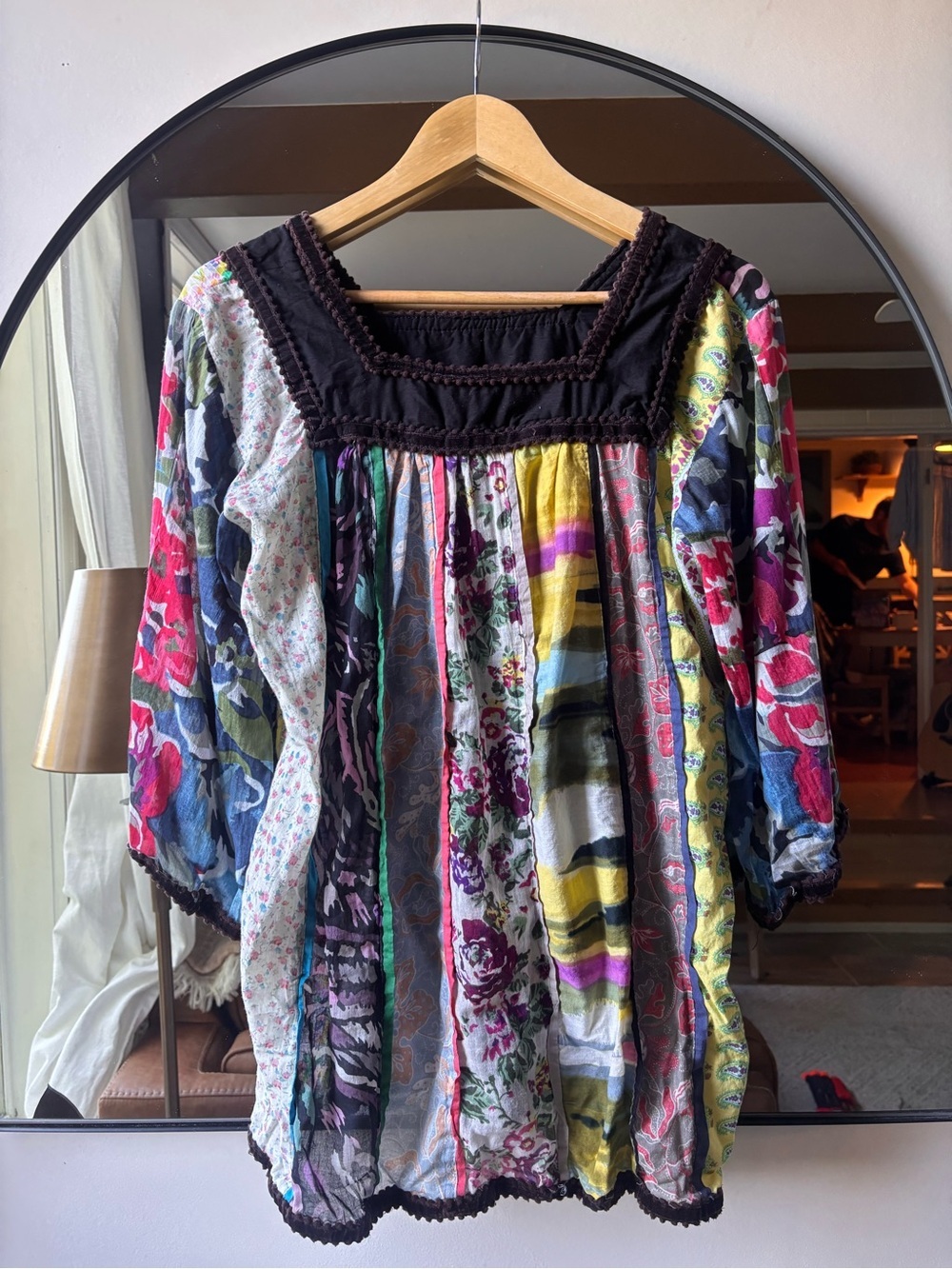 PATCHWORK | square neck blouse | size medium
